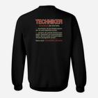 Schwarzes Techniker-Definition Sweatshirt mit Humorvoller Aufschrift