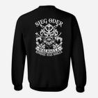 Wikinger Sweatshirt Sieg oder Walhalla, Nordisches Motiv – Schwarz