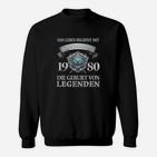 1980 Geburt von Legenden Schwarzes Sweatshirt, Retro Motiv