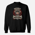 1987 Geborene Herren Sweatshirt, Schwarz mit Spruch - Fast Perfekt