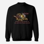 Angler Sweatshirt mit lustigem Spruch, Fischmotiv Wurm Wackeln