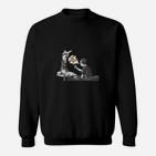 Astronaut Streumuster Herren Sweatshirt in Schwarz, Weltraum Design Tee