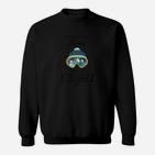 Astronauten-Emblem Schwarzes Sweatshirt, Cartoon-Stil Tee