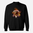 Burning Ink Flammen-Design Sweatshirt mit Kreuzmuster für Herren