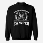 Camping-Enthusiast Schwarzes Sweatshirt, Totenkopf und Spruch