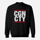 CGN CTY Sweatshirt in Schwarz, Urban Style mit Aufdruck in Weiß und Rot