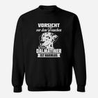 Dalmatiner Schwarzes Sweatshirt Vorsicht vor dem Frauchen, Lustiges Hunde-Motiv Tee