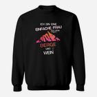 Damen Sweatshirt Berg- und Weinmotiv, Einfache Frau – Berge & Wein