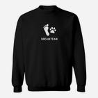 Dreamteam Schwarzes Sweatshirt Fuß- und Pfotenabdruck Design für Tierfreunde