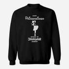 Echte Prinzessinnen Januar Geburtstag Damen Sweatshirt, Schwarz mit Spruch