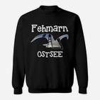 Fehmarn Ostsee Segelboot Design Sweatshirt, Marine Motiv in Schwarz