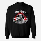 Feuerwehr Sweatshirt Einer für alle, alle für einen, Schwarzes Sweatshirt mit Motiv