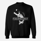 Fischmagnet Angler-Sweatshirt, Schwarz mit Magnet & Fisch Design