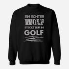 Golf Wolf Schwarzes Herren Sweatshirt, Lustiges Motiv für Golfsportfans