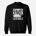 Herren Sweatshirt Ein Herz für Katzen Leopard 2, Katzenfreunde Tee - Schwarz