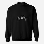 Herren Sweatshirt Herzschlag Bier, Freizeitlook Schwarz