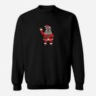 Hipster Santa Schwarzes Weihnachts-Sweatshirt, Trendiges Festtagsdesign