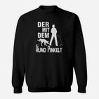 Humorvolles Schwarzes Sweatshirt Der mit dem Hund pinkelt, Lustige Hundeliebhaber Kleidung