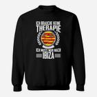 Ibiza Urlaub Liebhaber Sweatshirt, Schwarzes mit Lustigem Spruch & Spanien Emblem