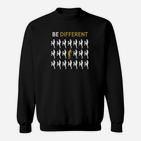 Inspirierendes Be Different Motiv-Sweatshirt, Einzigartigkeit in Schwarz