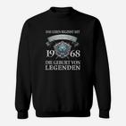 Jahrgang 1968 Motorrad Sweatshirt, Schwarzes Tee mit Lorbeerkranz Geburt von Legenden