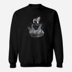 Katzen-Reflexion Schwarzes Sweatshirt, Künstlerisches Design für Katzenliebhaber