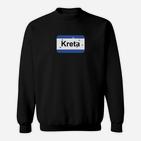 Kreta-Kennzeichen Design Schwarz Sweatshirt, Modisches Tee für Reiseliebhaber