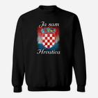 Kroatien Stolz Sweatshirt Ja sam Hrvatica, Wappen & Flaggenfarben Design
