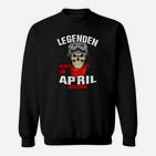 Legenden Geboren im April Sweatshirt, Schwarzes Skull-Design Tee