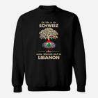Libanon Wurzeln Sweatshirt mit Baum, Ich Lebe in der Schweiz Motiv