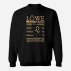 Löwe Fakten Sweatshirt in Schwarz mit goldener Schrift und Grafik