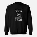 Lustiges Angler Sweatshirt Ich und mein Fisch, Schwarzes Sweatshirt für Fischerei-Fans