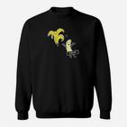 Lustiges Bananen-Cartoon Schwarzes Sweatshirt für Erwachsene, Komisches Design