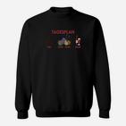 Lustiges Herren Sweatshirt Tagesplan mit Hobby-Symbolen, Unterhaltsames Tee