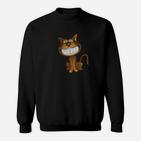 Lustiges Katzen-Gesicht Herren Sweatshirt in Schwarz, Tierfreund Mode
