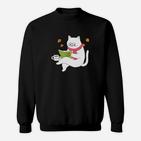 Lustiges Katzenleser Sweatshirt für Buchliebhaber, Schwarz