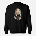Lustiges Meerschweinchen Taschen Sweatshirt Schwarz, Tierfreund Design