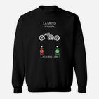 Motorrad-Sweatshirt Schwarz, Französischer Spruch & Ampel-Design