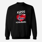 Norwegen-Themen Sweatshirt Küss mich in Norwegen, Herzflaggen-Design Tee