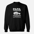Papa und Tochter Hand in Hand Sweatshirt, Herz Motiv Schwarz