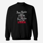 Personalisiertes Sweatshirt Artige Mädchen lieben Stefan, Böse Mädchen essen mit Gamon – Party & Alltags Funshirt