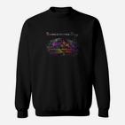 Psychedelisches Natur- und Klaviermotiv Sweatshirt in Schwarz