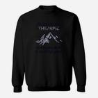 Schwarzes Bergsteiger-Sweatshirt mit dem Motiv Gipfel Therapie