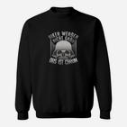 Schwarzes Biker Sweatshirt, Witziger Spruch & Totenkopf-Design