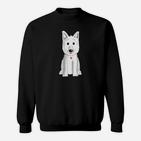 Schwarzes Cartoon-Hund Sweatshirt mit Rotem Halsband, Lustiges Tee