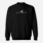 Schwarzes Fußball EKG Herzschlag Sweatshirt, Design für Fans