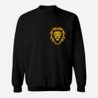 Schwarzes Herren Sweatshirt mit Goldener Löwenkopf-Print, Stilvolles Design