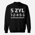 Schwarzes Sweatshirt Auto-Motorentyp 5 ZYL 1-2-4-5-3 für Autoenthusiasten