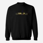 Schwarzes Sweatshirt Goldener Auto Herzfrequenz Design, Herrenmode