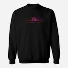 Schwarzes Sweatshirt Herzfrequenz Musikmotiv Feel the Beat, Musikliebhaber Tee